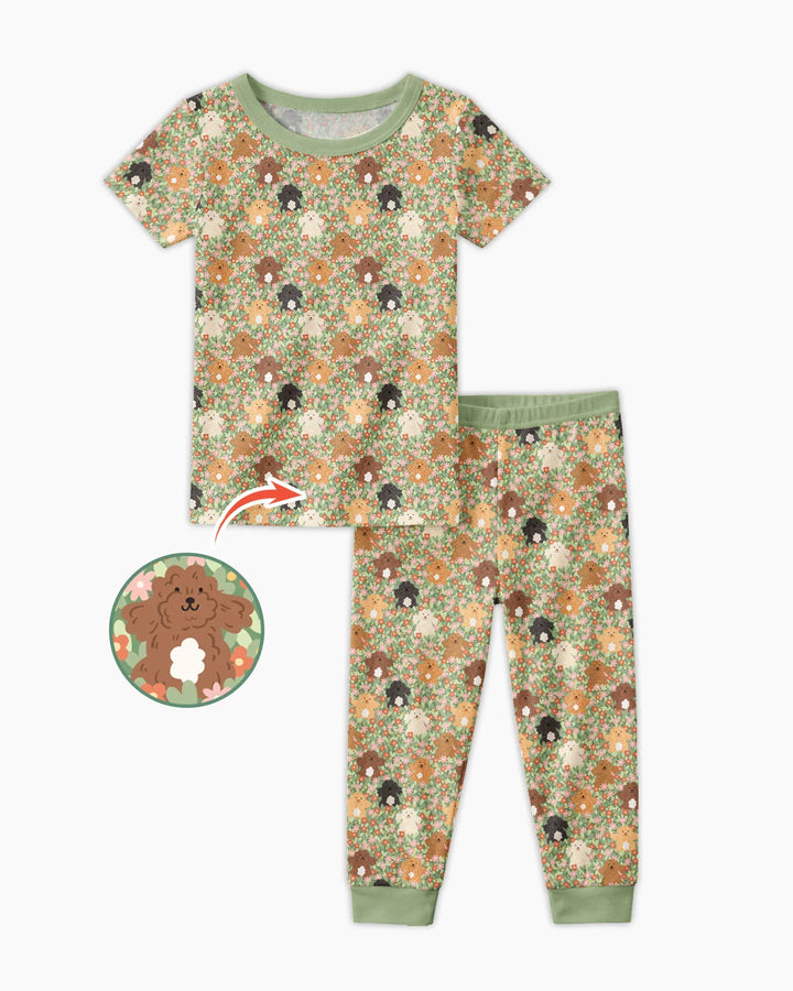 Puppy Garden Family Matching Bamboo Two Piece Short Sleeve Pajama Set
