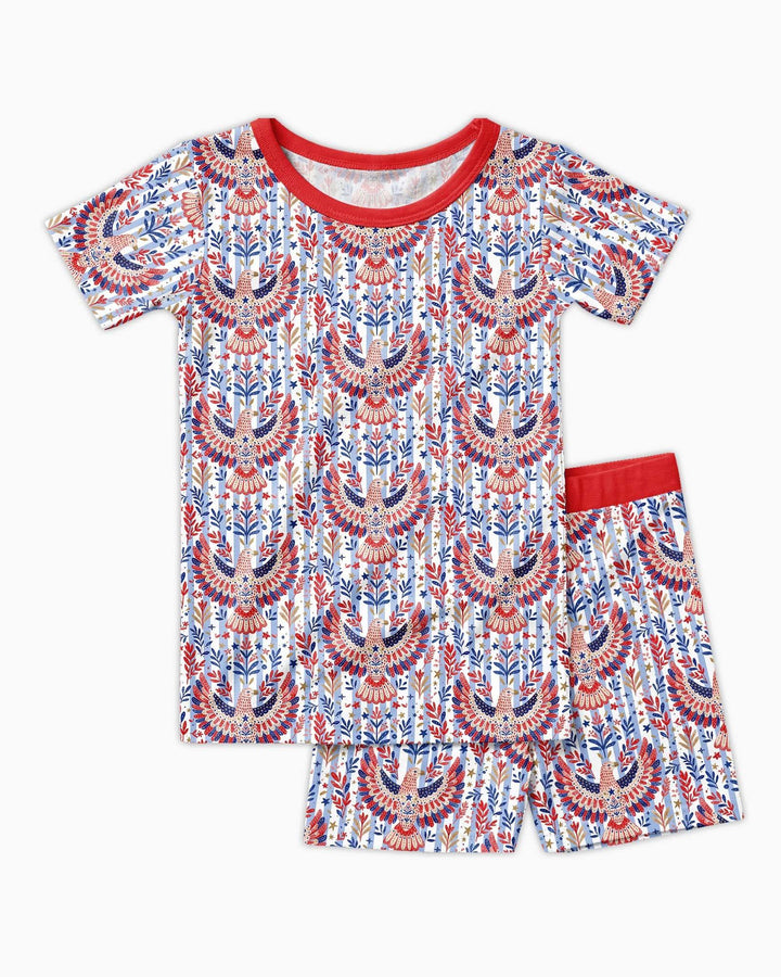Patriotic Eagle Bamboo Two Piece Short Sleeve Shorts Pajama Set