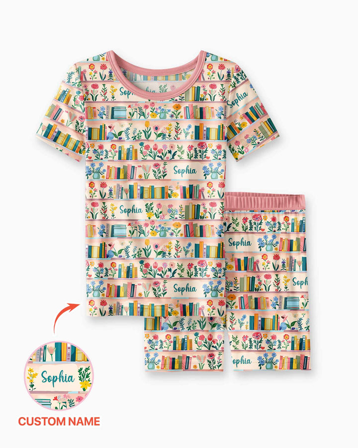 Conjunto de Pijama de Dos Piezas de Bambú con Mangas Cortas y Pantalones Cortos