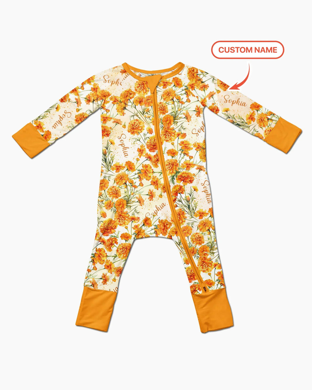 Bambú Convertible Zippy con Flores de Mes de Nacimiento y Nombre Personalizado