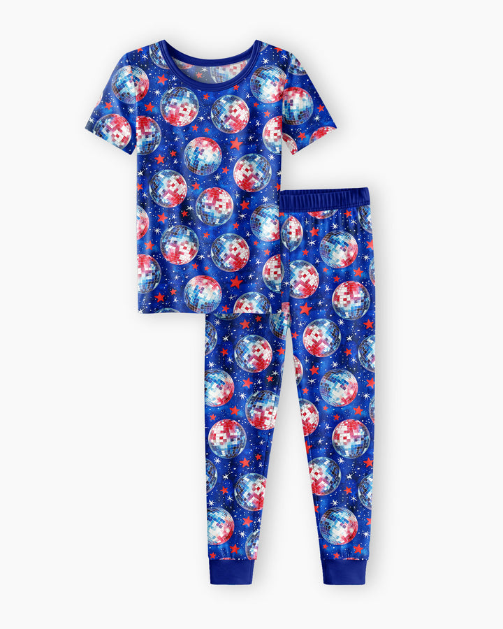 USA Disco Balls Bamboo Two Piece Short Sleeve Pajama Set