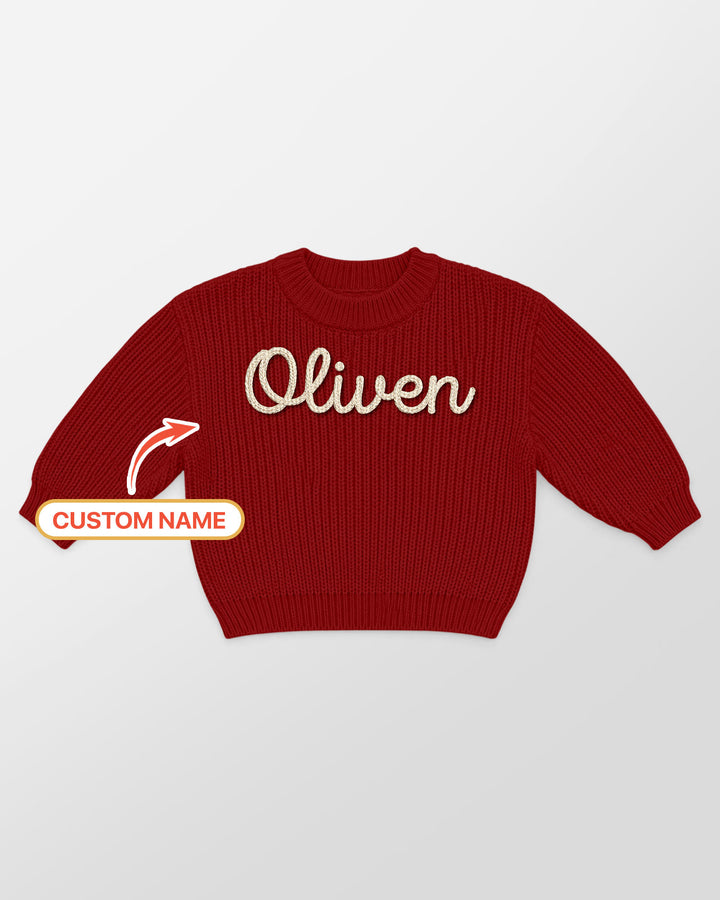 Embroidered Baby Name Bamboo Knit Sweater Bubble