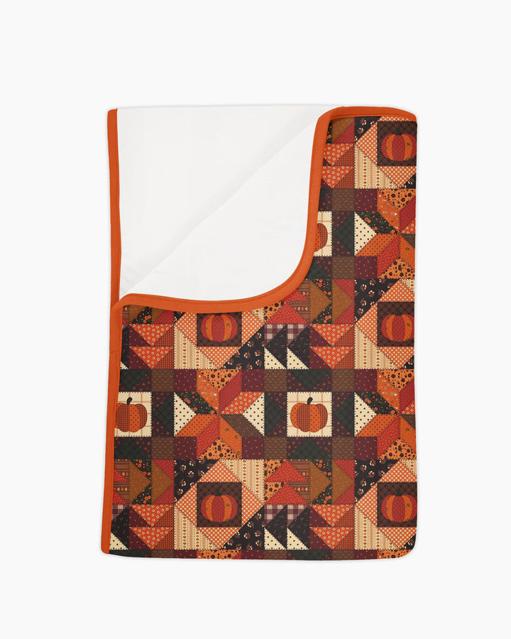 Vintage Pumpkin Patchwork Fall Bamboo Blanket
