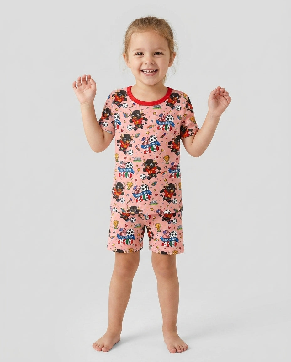 Conjunto de Pijama de Dos Piezas de Bambú con Mangas Cortas y Pantalones Cortos