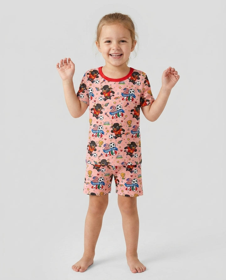 Conjunto de Pijama de Dos Piezas de Bambú con Mangas Cortas y Pantalones Cortos