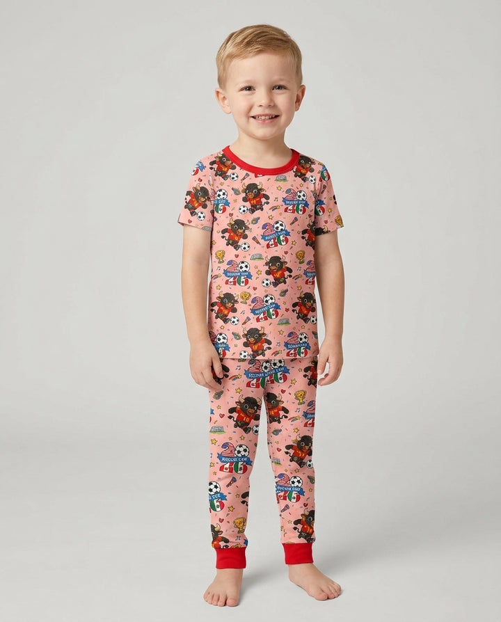 Conjunto de pijama de dos piezas de bambú de manga corta, plantilla personalizada