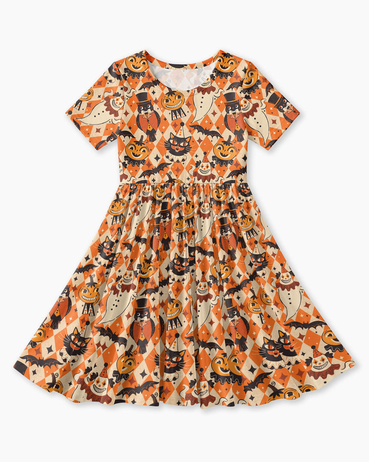 Vintage Halloween Carnival Bamboo Twirl Dress