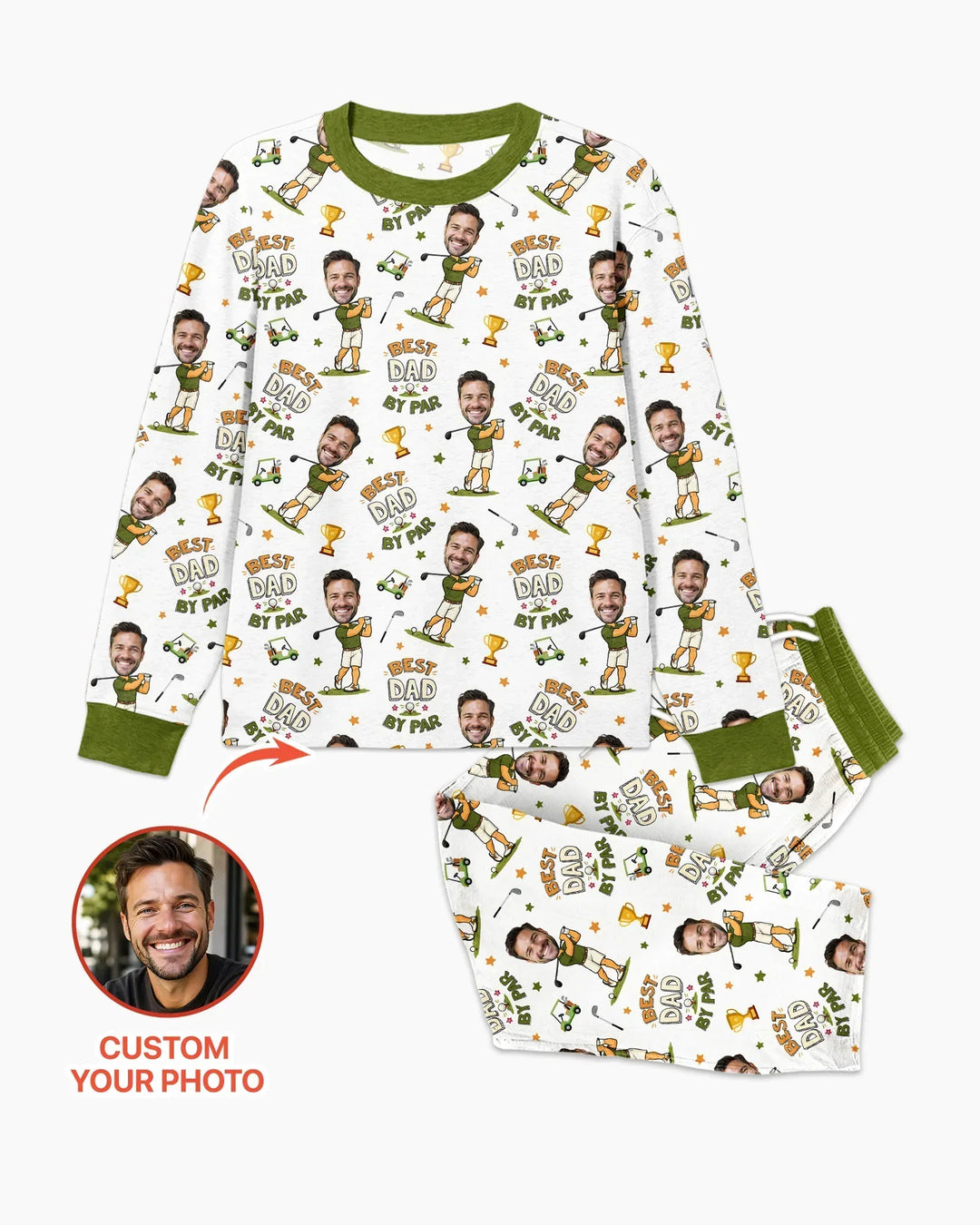 Custom Photo Daddy's Little Caddie Daddy & Me Matching Bamboo Men's Pajama Set