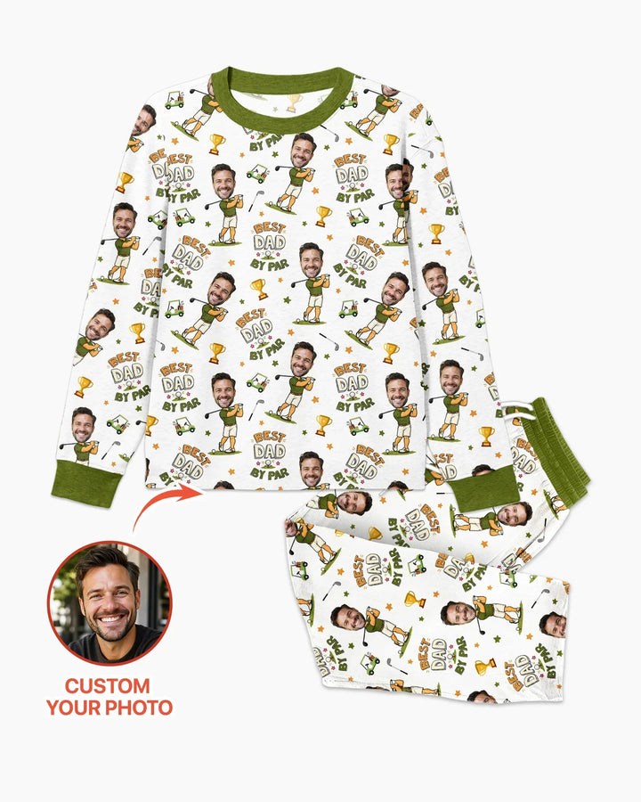 Custom Photo Daddy's Little Caddie Daddy & Me Matching Bamboo Men's Pajama Set