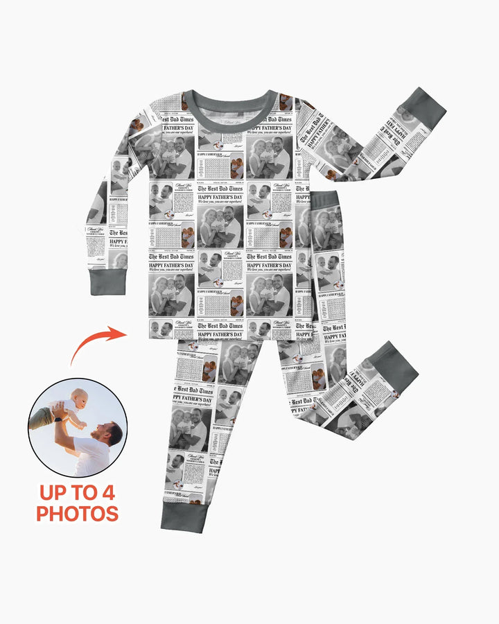 Custom Photo The Best Dad Times Bamboo Two Piece Long Sleeve Pajama Set