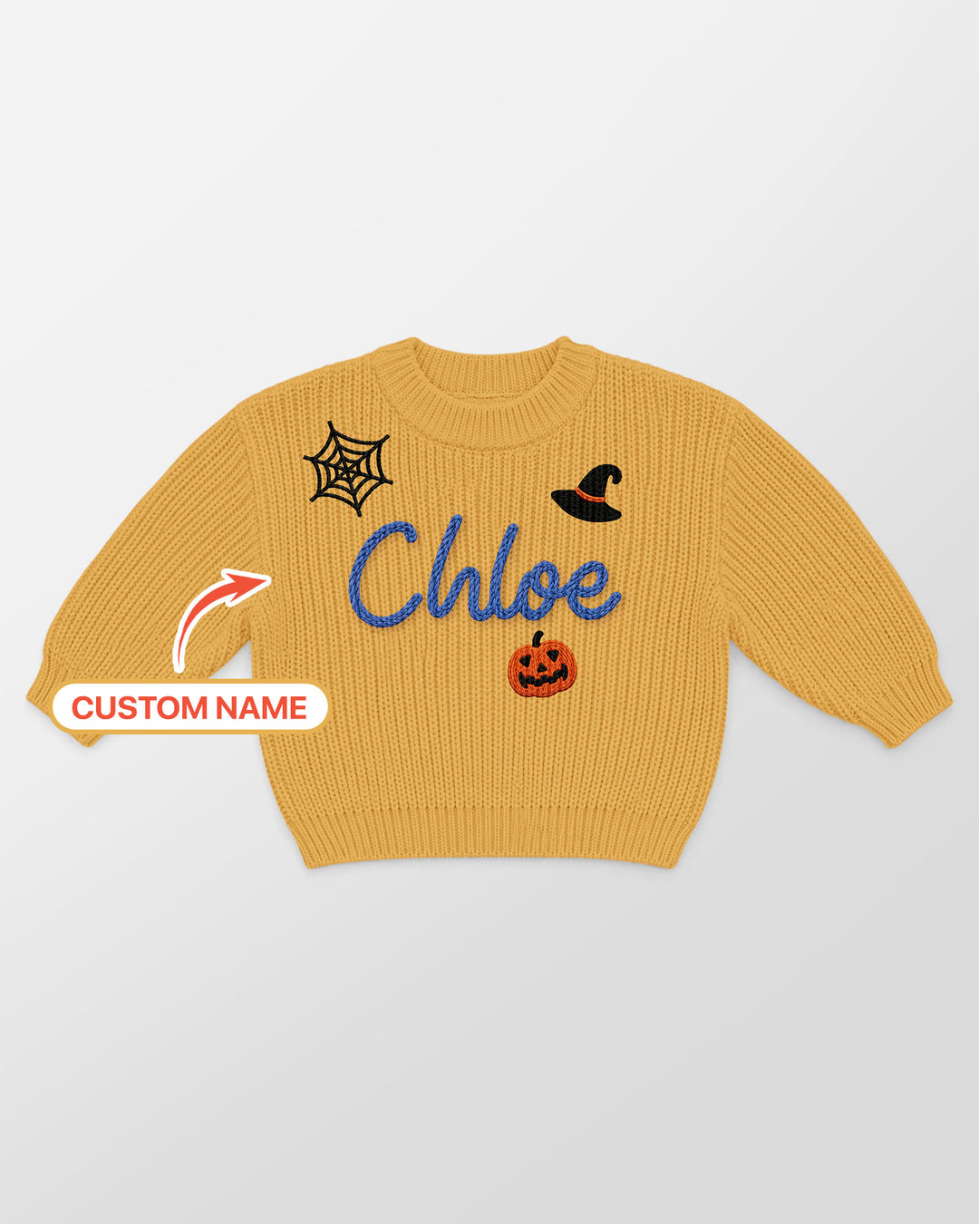 Happy Halloween Embroidered Baby Name Bamboo Knit Sweater Bubble