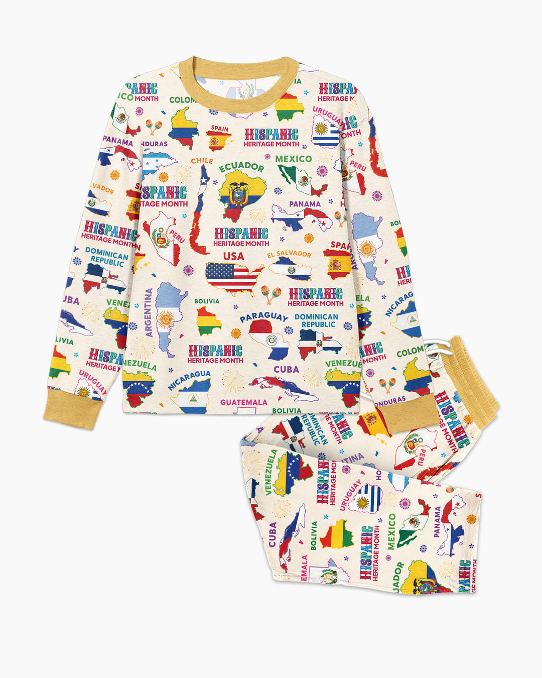 Hispanic Heritage Month Country Flags Bamboo Men's Pajama Set