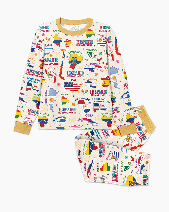 Hispanic Heritage Month Country Flags Bamboo Men's Pajama Set