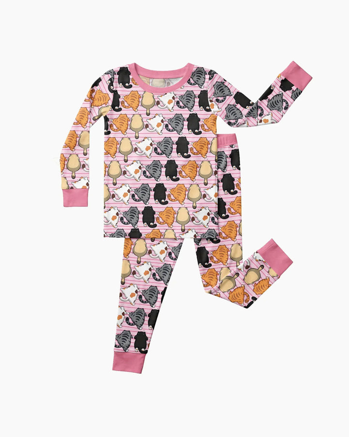 Funny Cat Butts Club Family Matching Bamboo Two Piece Long Sleeve Pajama Set