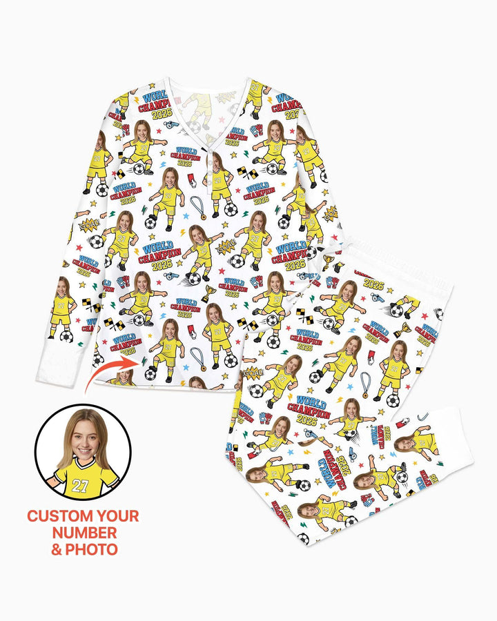Custom Photo World Champion 2026 Family Matching Bamboo Women Pajama Set
