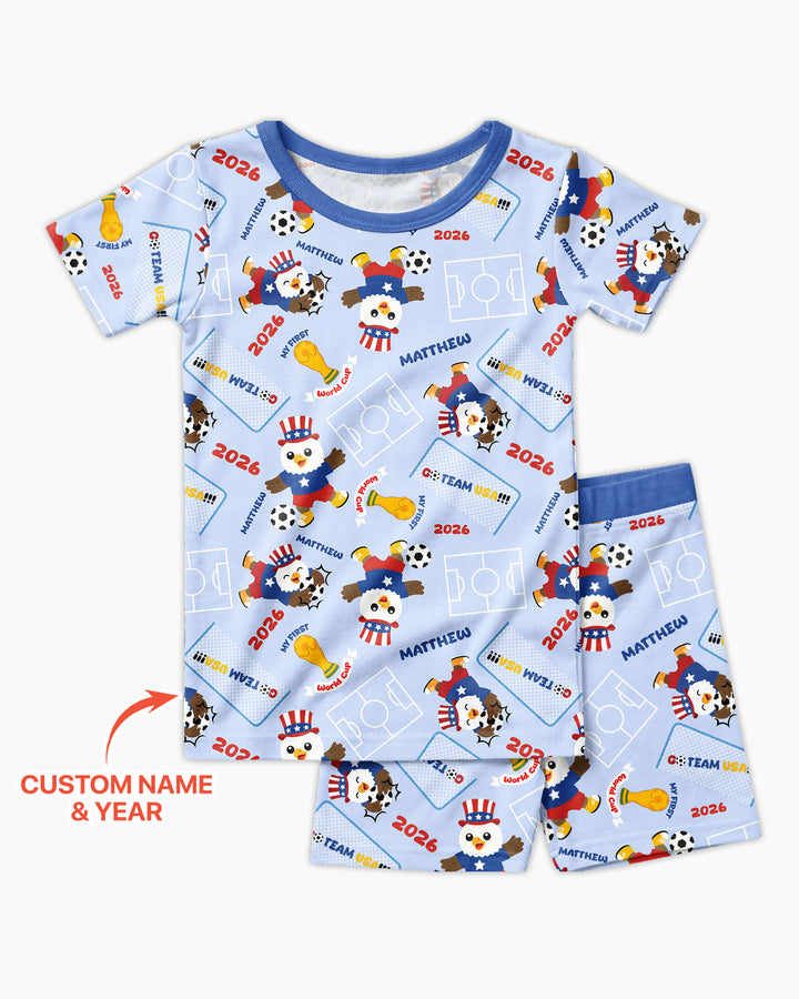 Pijama de bambú de dos piezas de manga corta con pantalón corto, plantilla personalizada