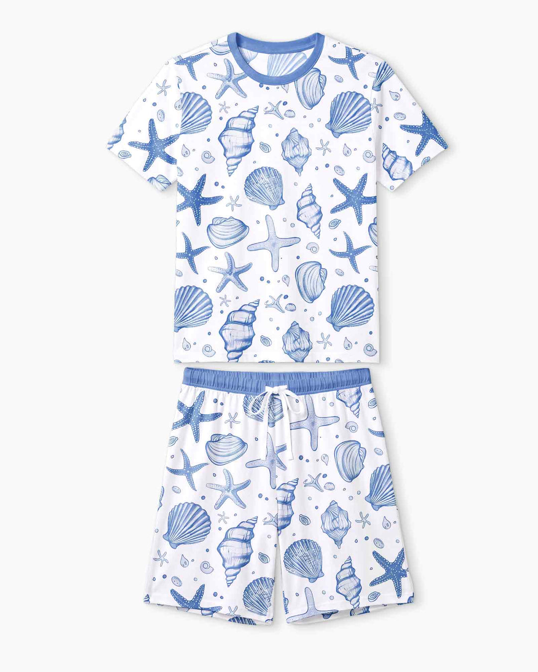 Coastal Charm Family Matching Bamboo Men Short Sleeve Short Pajama Set