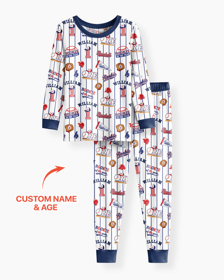 Baseball Birthday Boy Bamboo Two Piece Long Sleeve Pajama Set