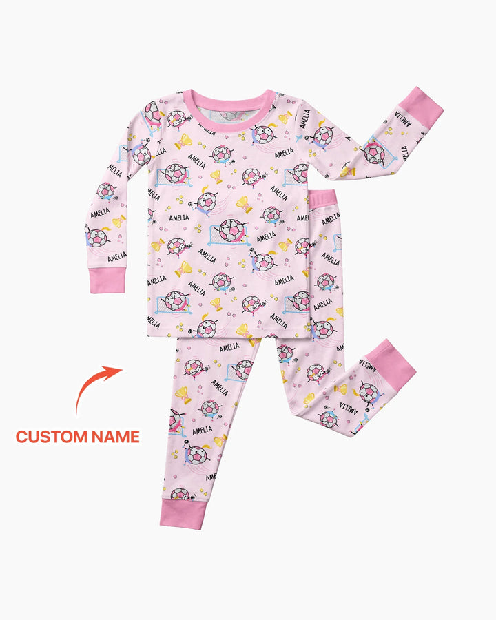 Custom Name Soccer Dad Team Matching Two Piece Long Sleeve Pajama Set