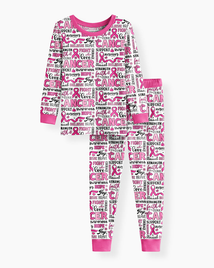 Strength in Pink Bamboo Two Piece Long Sleeve Pajama Set