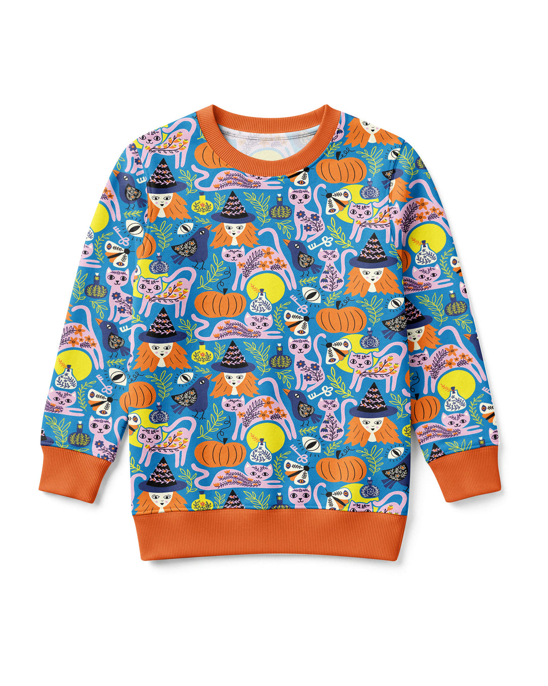 Whimsical Witch Cats Bamboo Crewneck Sweatshirt