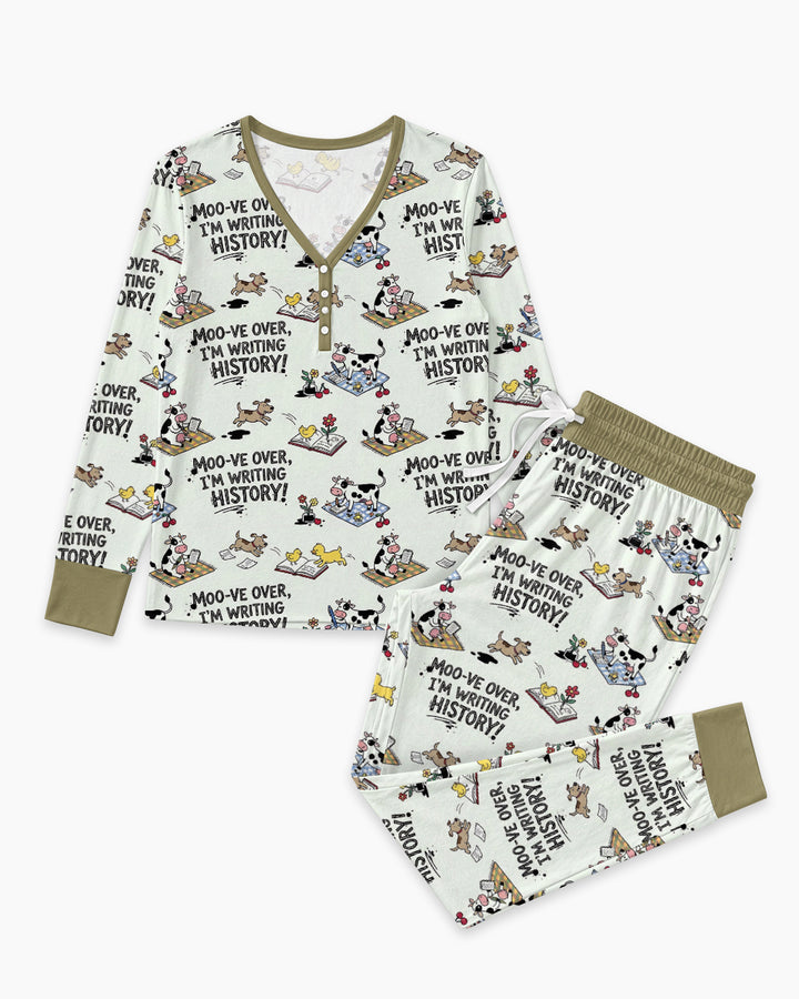 Writing Moo History Bamboo Women Pajama Set