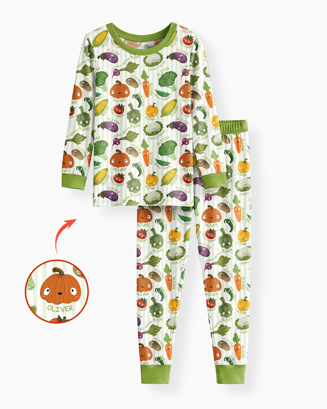 Locally Grown Baby Custom Name Bamboo Two Piece Long Sleeve Pajama Set