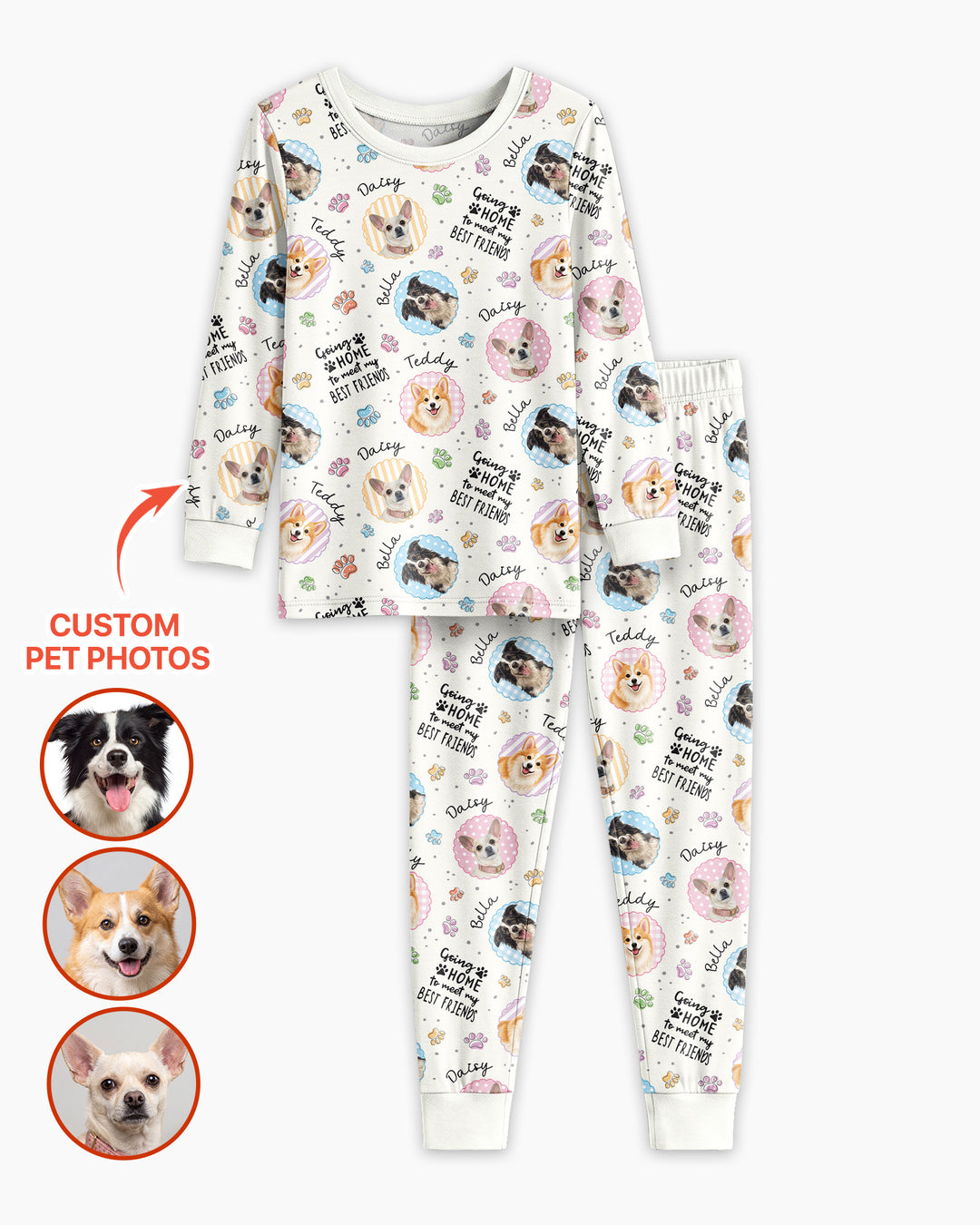 Custom Pet Photo My First Best Friend Bamboo Two Piece Long Sleeve Pajama Set