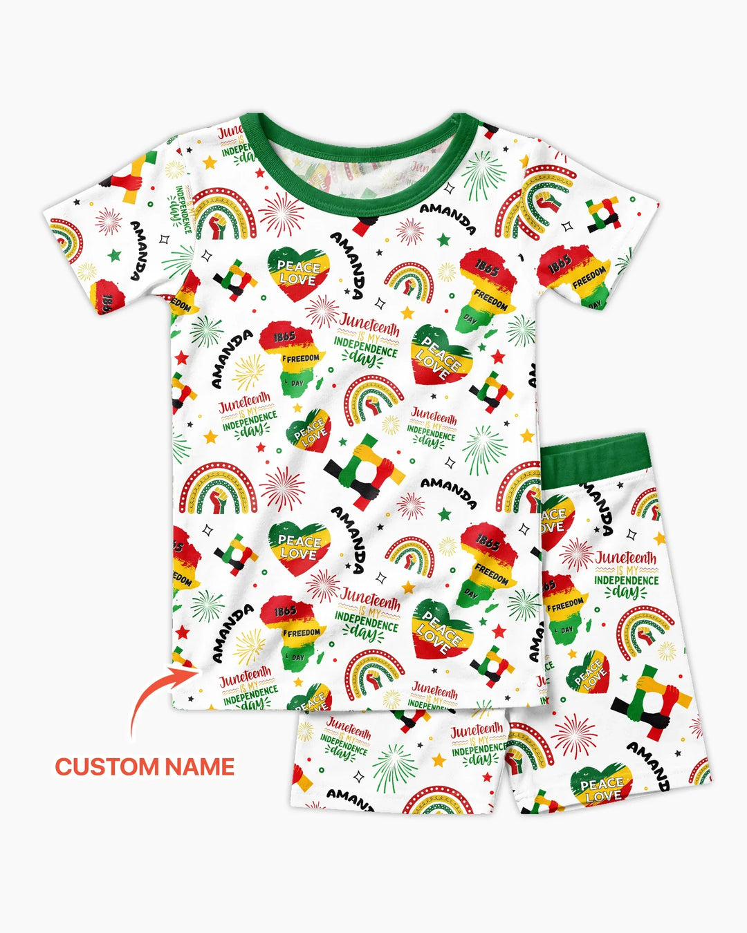 Custom Name Juneteenth Is My Independence Day Bamboo Two Piece Short Sleeve Shorts Pajama Set