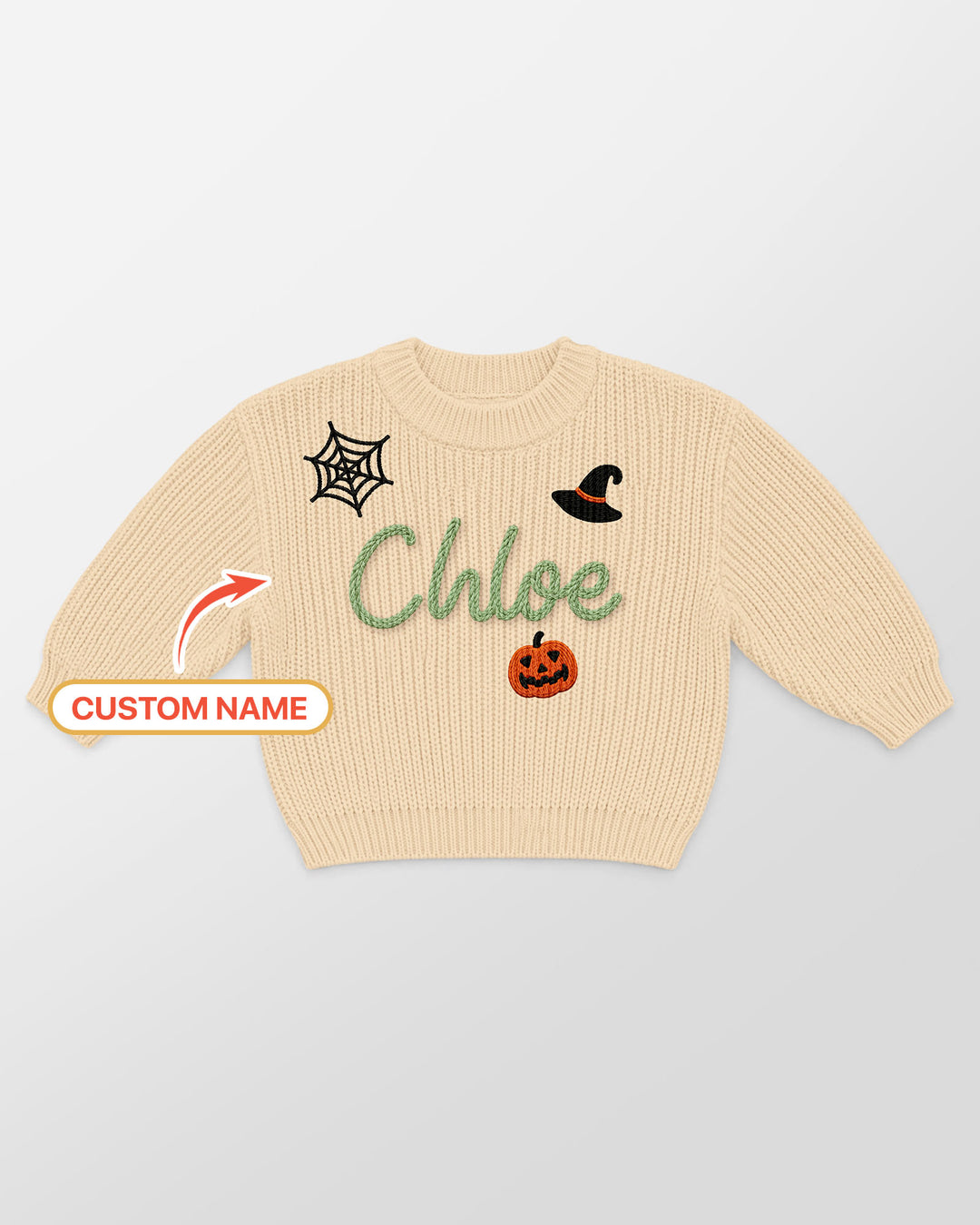 Happy Halloween Embroidered Baby Name Bamboo Knit Sweater Bubble