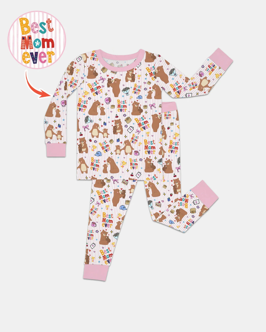 Best Mama Bear Ever Family Matching Bamboo Two Piece Long Sleeve Pajama Set