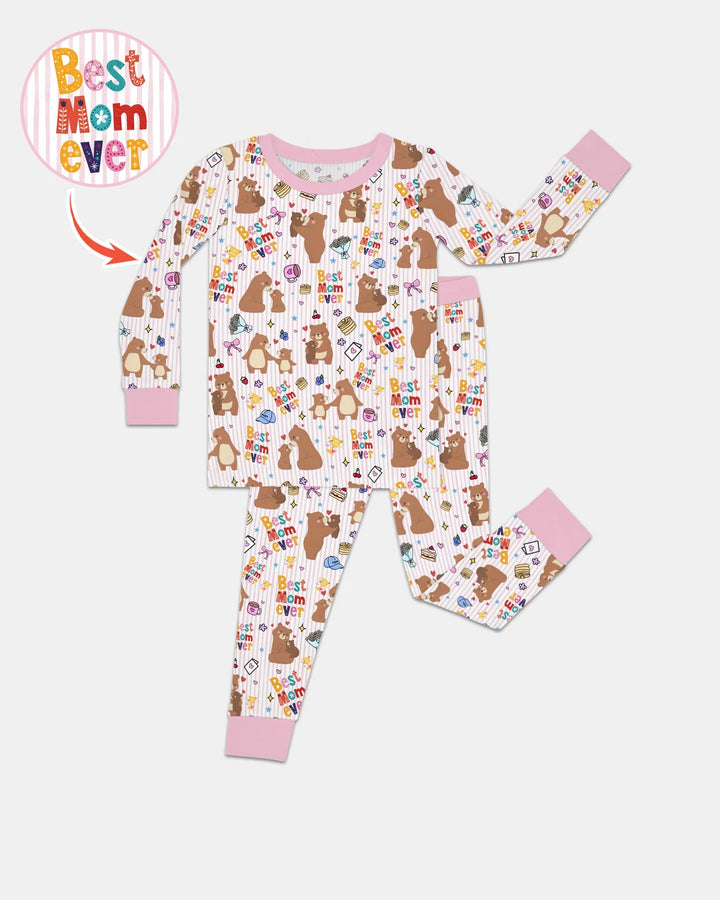 Best Mama Bear Ever Family Matching Bamboo Two Piece Long Sleeve Pajama Set