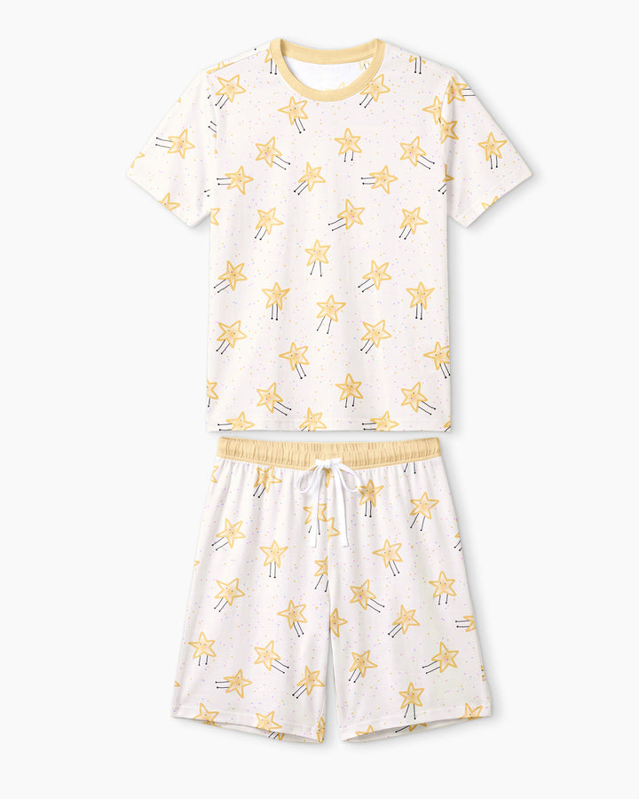 Happy Little Stars Family Matching Bamboo Men Short Sleeve Short Pajama Set