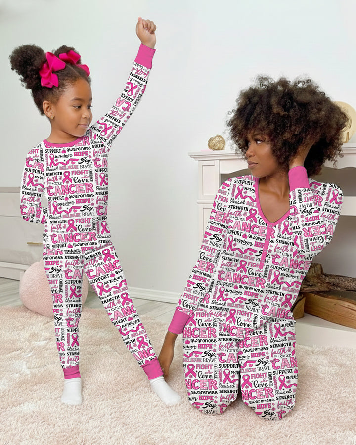 Strength in Pink Bamboo Two Piece Long Sleeve Pajama Set