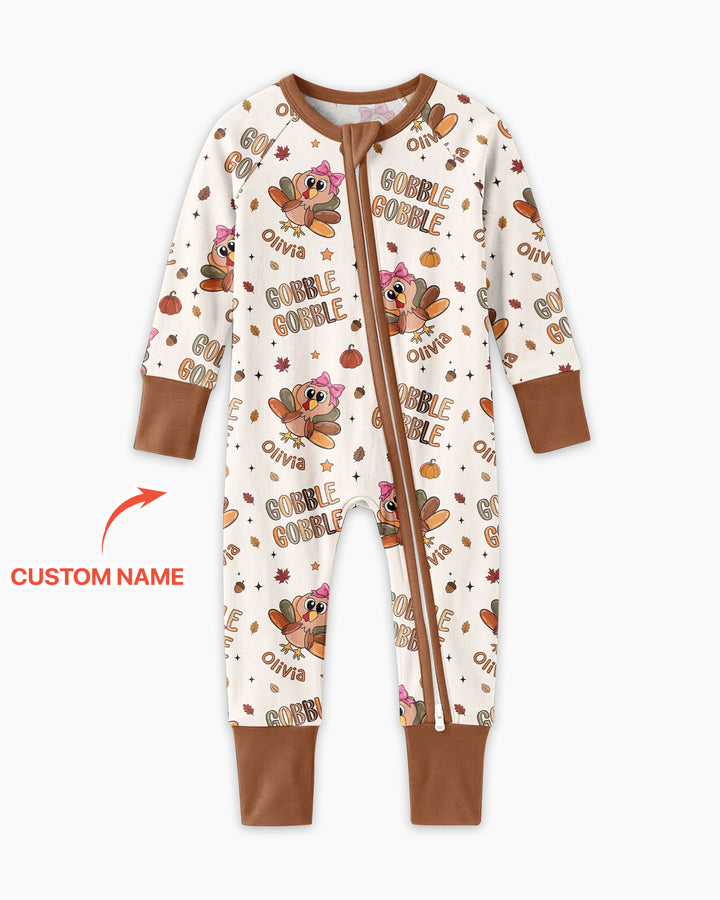 Custom Name Gobble Gobble Bamboo Convertible Zippy
