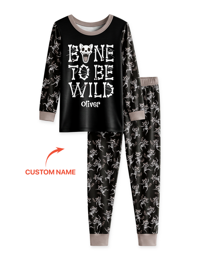 Funny Halloween Racoon Bamboo Two Piece Long Sleeve Pajama Set