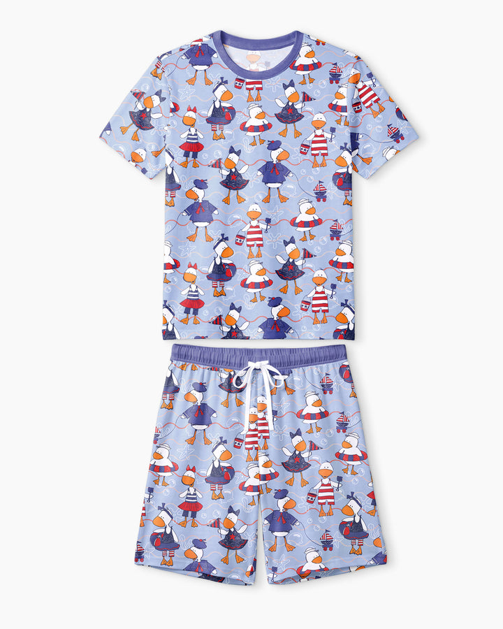 Freedom Floaties Family Matching Bamboo Men Short Sleeve Short Pajama Set