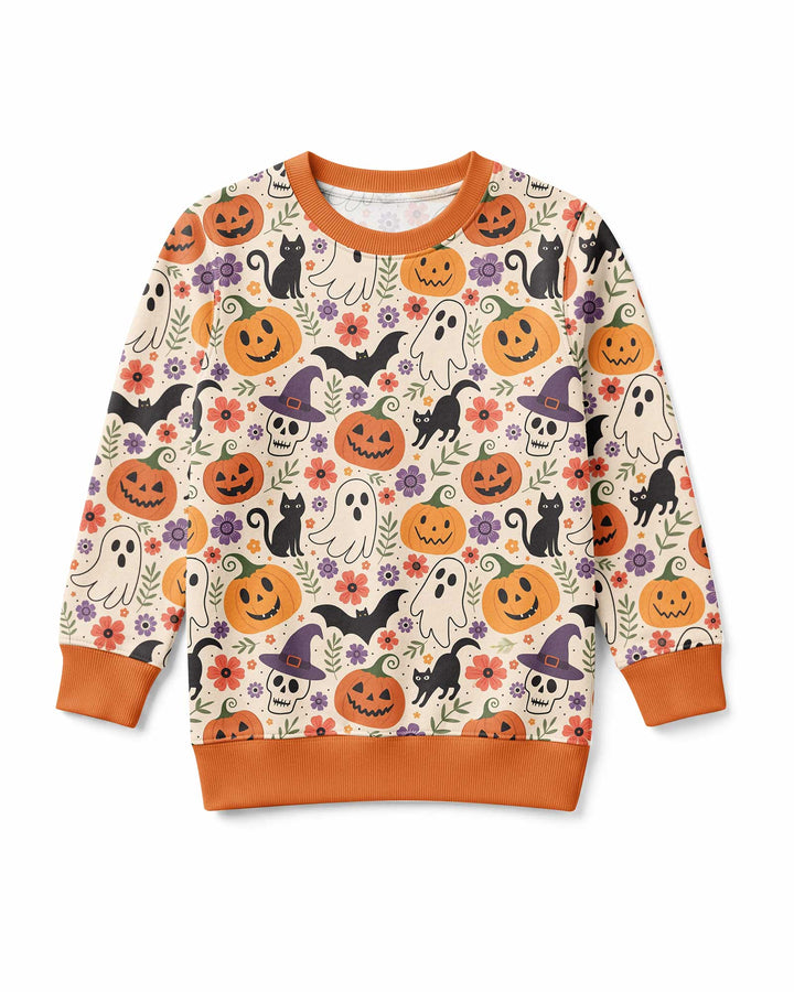 Spooky Halloween Floral Delight Bamboo Crewneck Sweatshirt