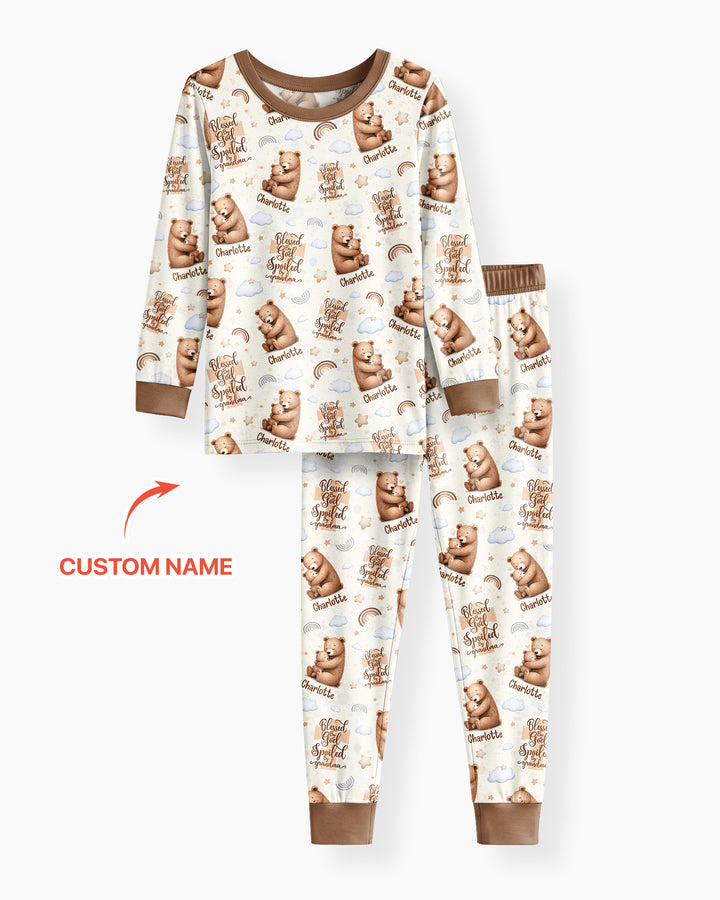 Conjunto de pijama de dos piezas de bambú con mangas largas, plantilla PERSONALIZADA