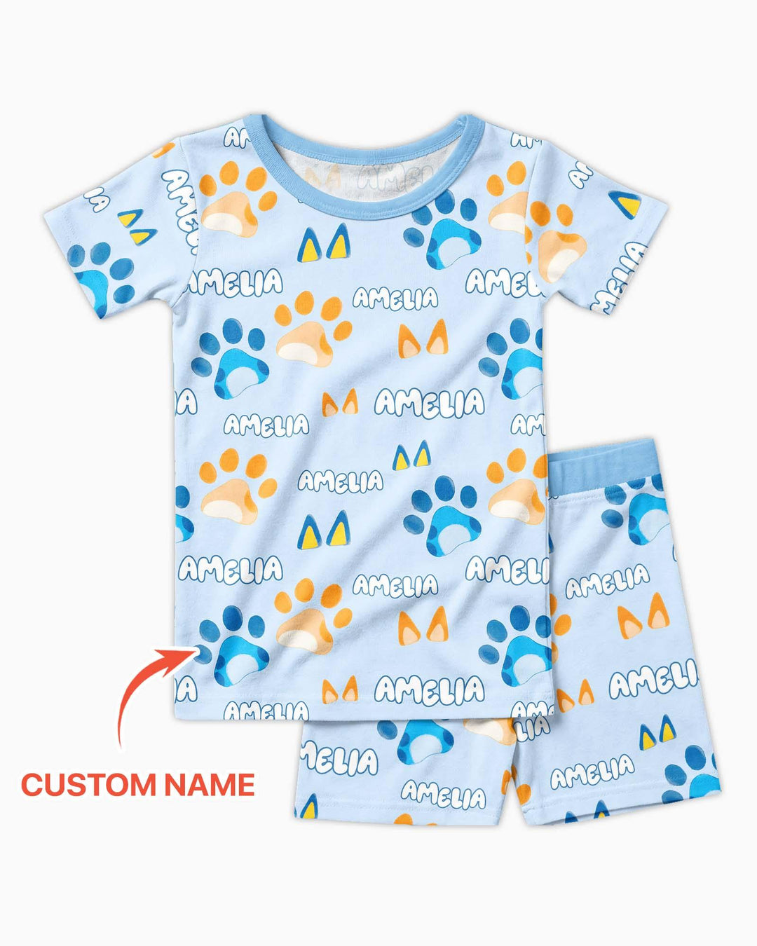 Pijama de bambú de dos piezas de manga corta con pantalón corto, plantilla personalizada