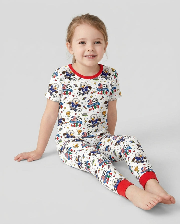 Conjunto de pijama de dos piezas de bambú de manga corta, plantilla personalizada