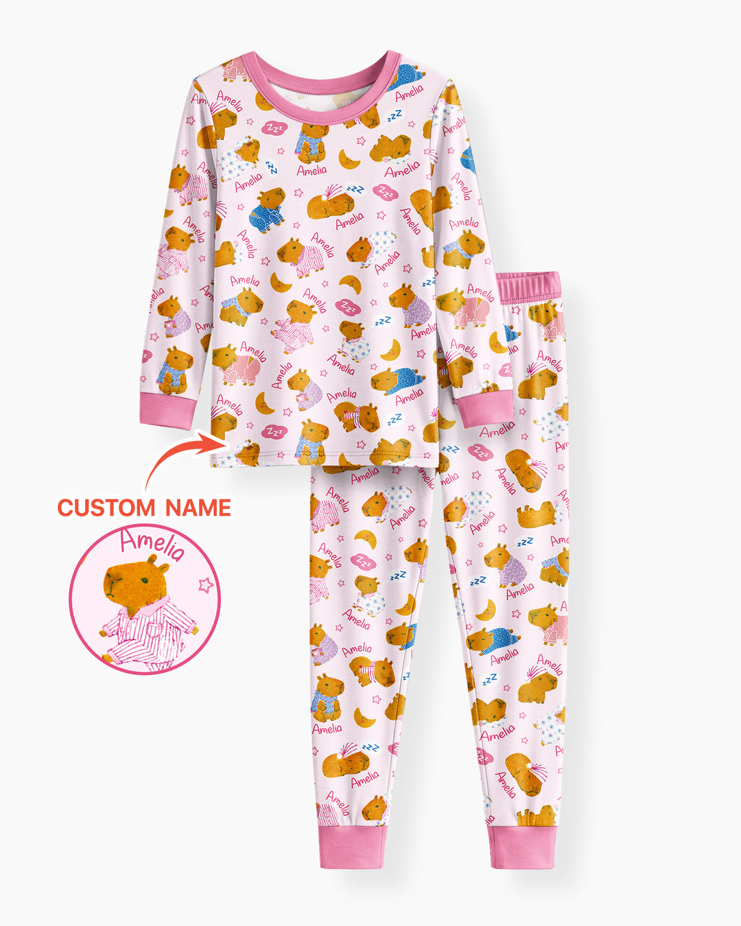 Cozy Capybara Dreams Bamboo Two Piece Long Sleeve Pajama Set