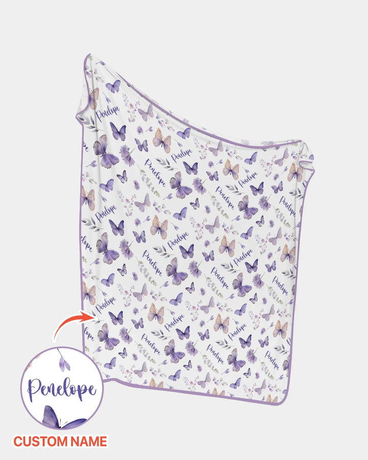 Custom Name Lilac Bloom Bamboo Blanket