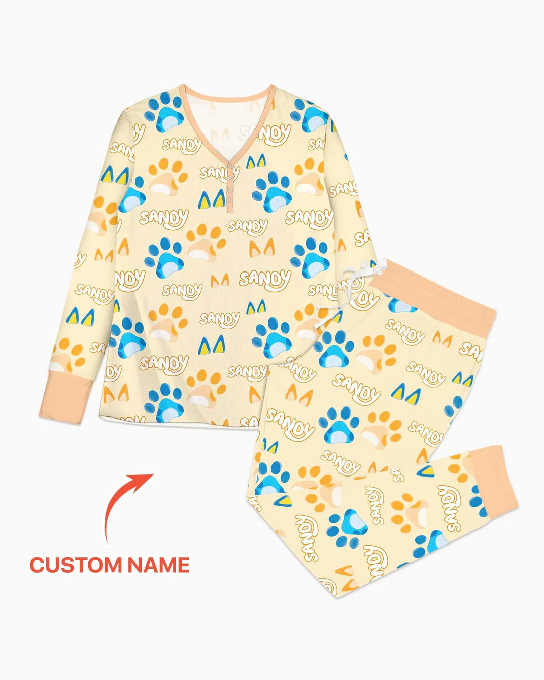 Custom Name Favourite Blue Dog Family Matching Bamboo Women Pajama Set