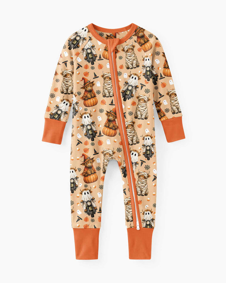 Funny Halloween Highland Cow Bamboo Convertible Zippy