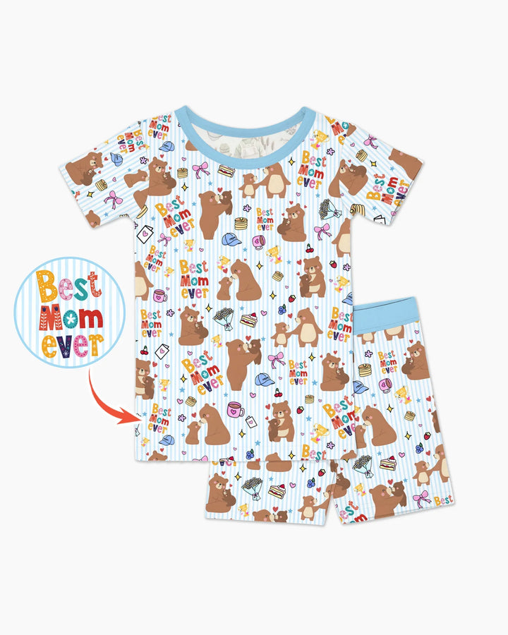 Mejor mamá oso de la historia, conjunto de pijama de dos piezas de bambú a juego con la familia, de manga corta y pantalón corto
