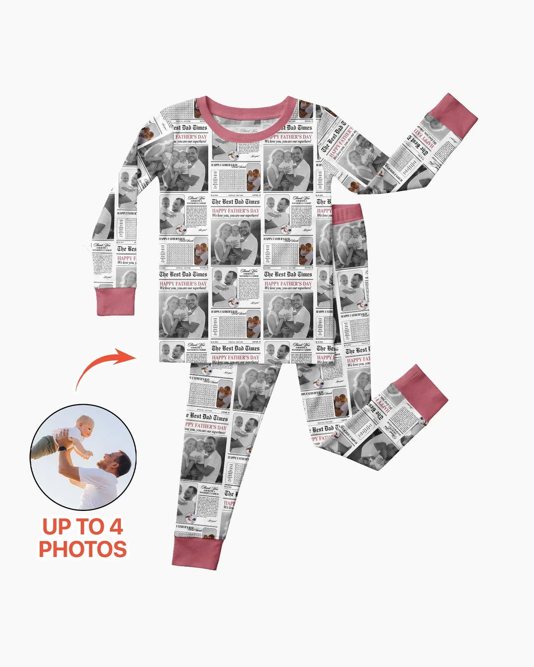 Custom Photo The Best Dad Times Bamboo Two Piece Long Sleeve Pajama Set