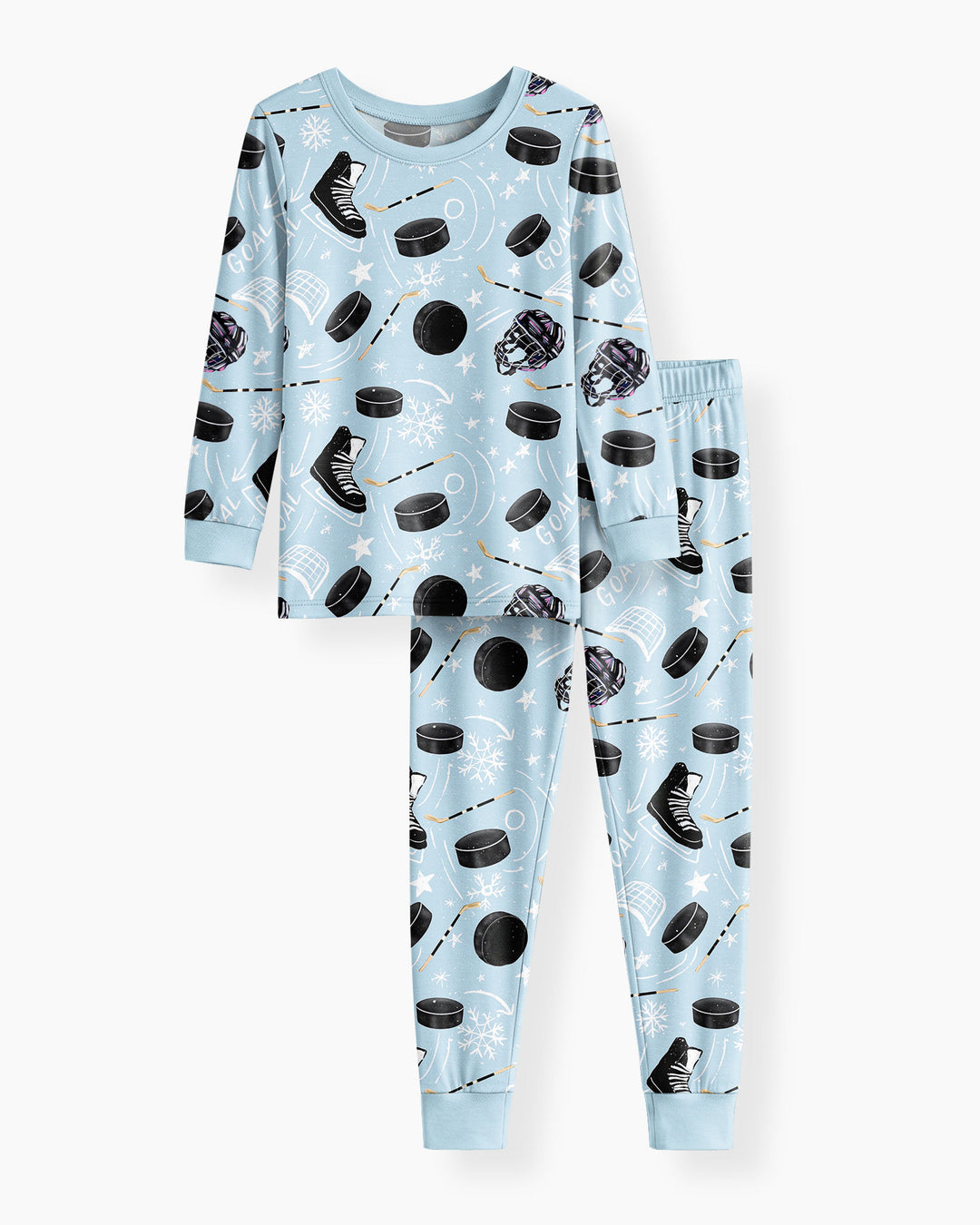 Little Hockey Fan Bamboo Two Piece Long Sleeve Pajama Set