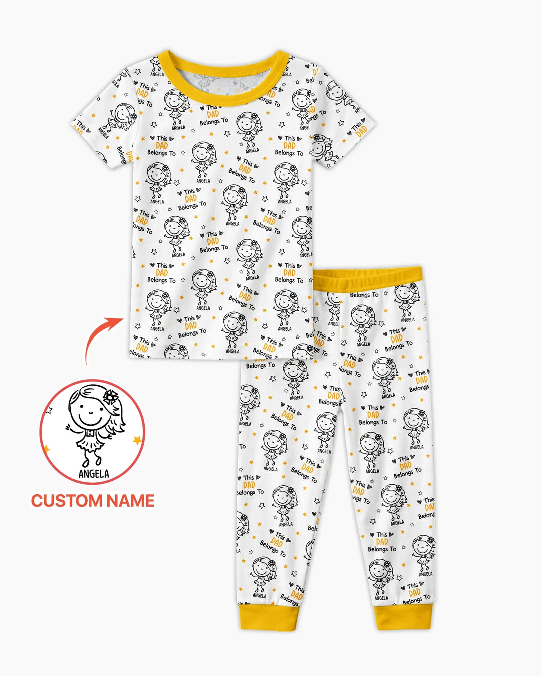 Custom Name This Dad Belongs To Doodle Bamboo Two Piece Short Sleeve Pajama Set