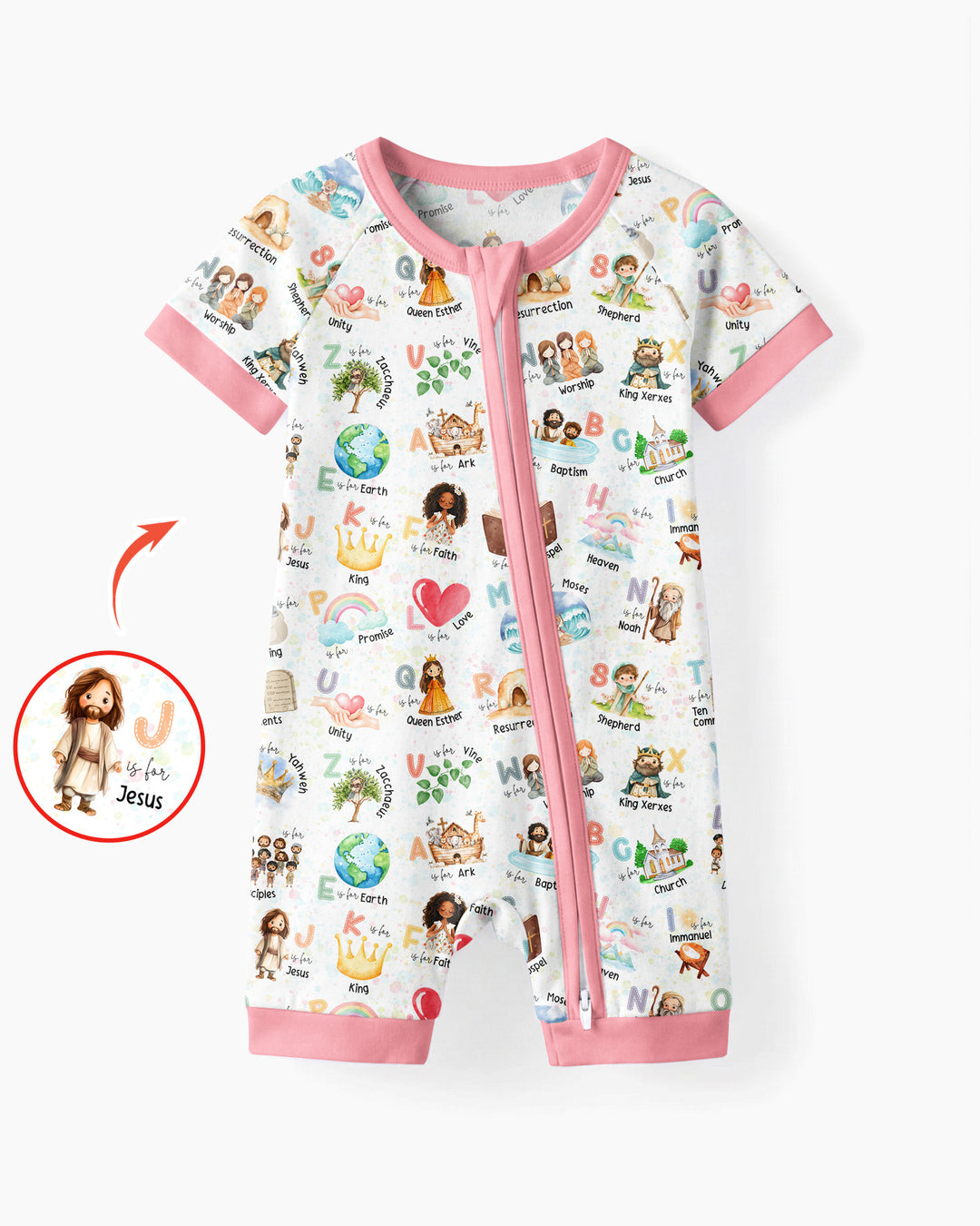 Bible ABC Alphabet Bamboo Shorty Zippy